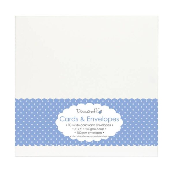 DCCE025 Dovecraft 10st white 6x6 cards envelopes