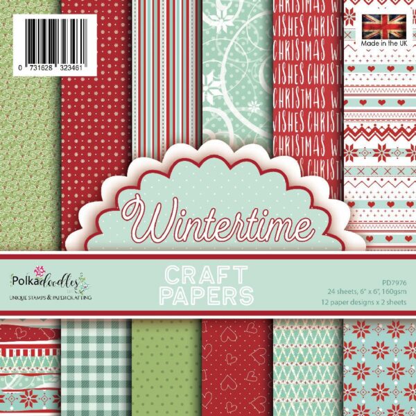 polkadoodles wintertime 6x6 inch paper pack pd7976