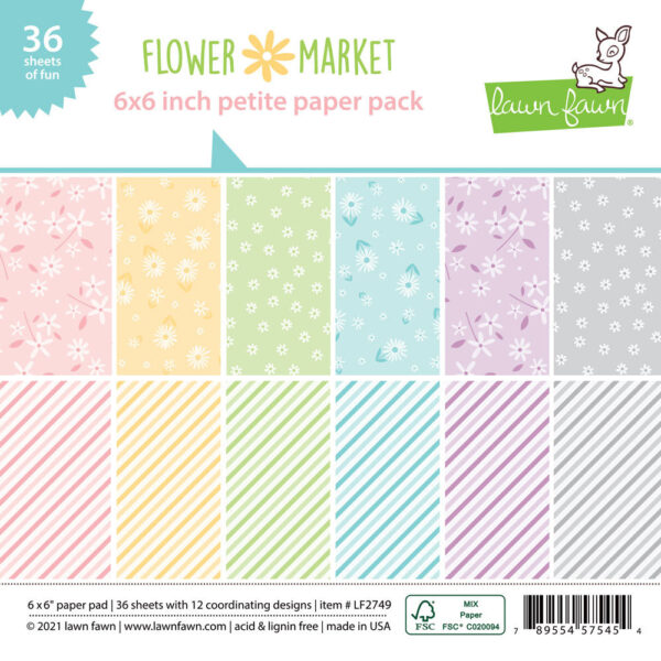 LF2749 lawn fawn flower market 6x6 inch petite paper pack