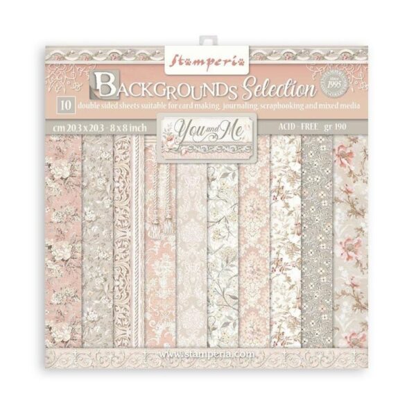 SBBS62 stamperia backgrounds selection you and me 8x8 inch