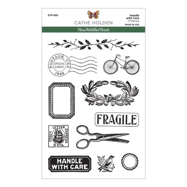 STP 093 spellbinders handle with care clear stamp set