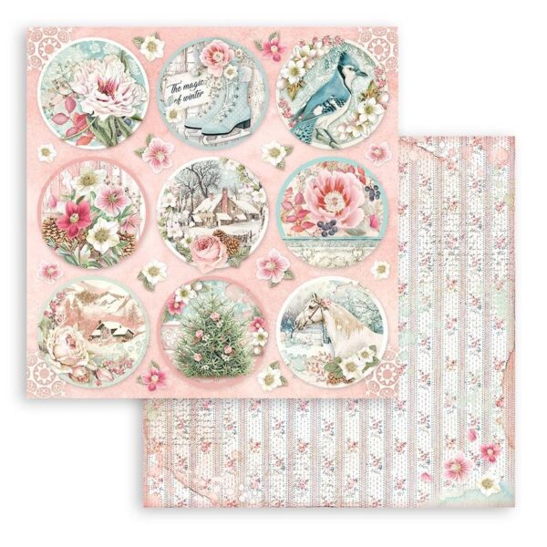SBBXS25 stamperia sweet winter 6x6 inch paper pack 8
