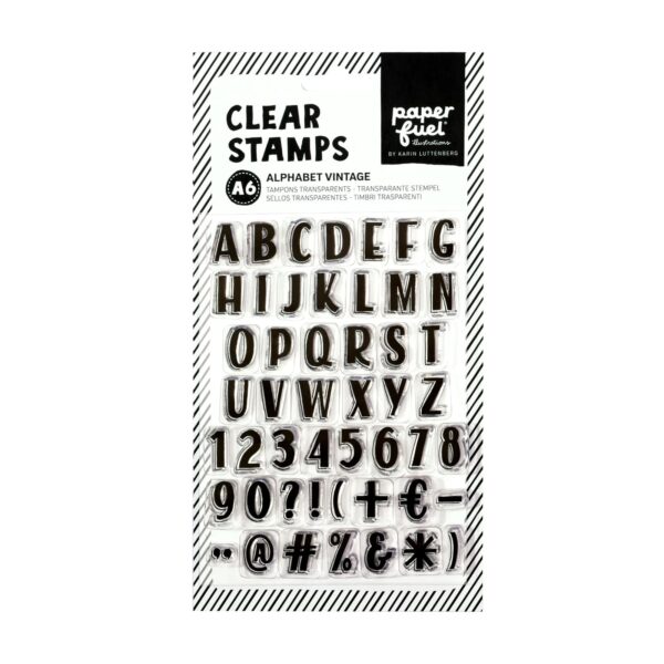 pf107005 paperfuel alphabet vintage clear stamp a6