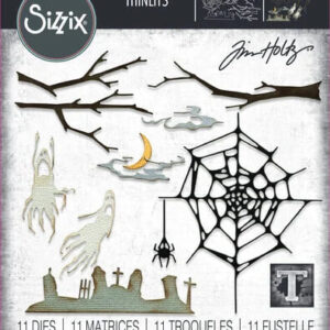 666684 sizzix thinlits die by tim holtz vault fright night 11pcs