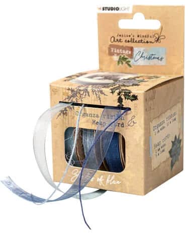 Studio Light - Vintage Christmas Organza Ribbon & Hemp Cord - Blue
