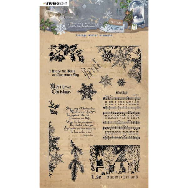 JMA VC STAMP546 studio light vintage christmas clear stamp vintage winter elements