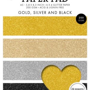 SL ES PP209 studio light glitter paper pad a5 gold silver and black