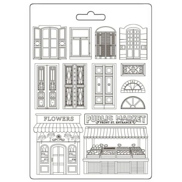 Stamperia Art Of Travelling A4 Soft Maxi Mould - Doors And Window