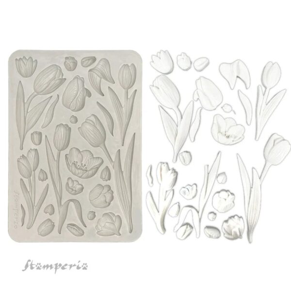 Stamperia Art of Travelling A5 Silicon Mould Tulips - Bild 2