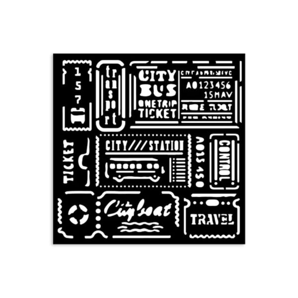 Stamperia Art of Travelling Thick Stencil 12x12cm Tickets - Bild 2