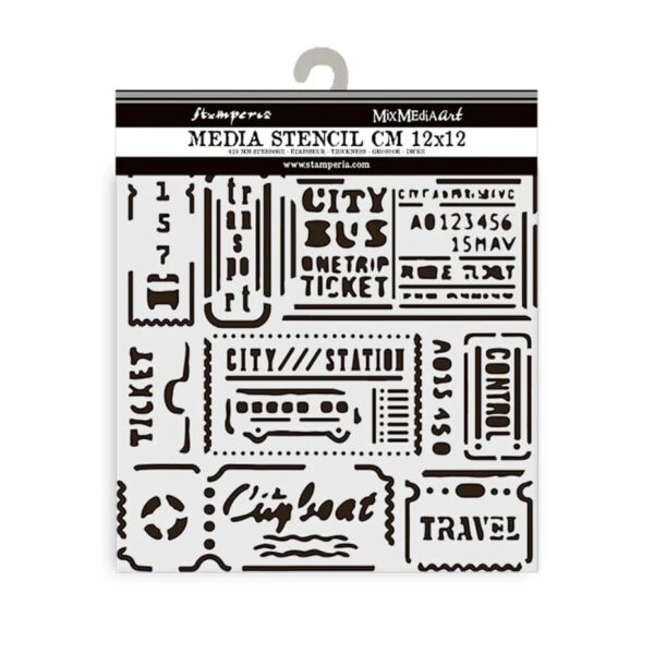 Stamperia Art of Travelling Thick Stencil 12x12cm Tickets