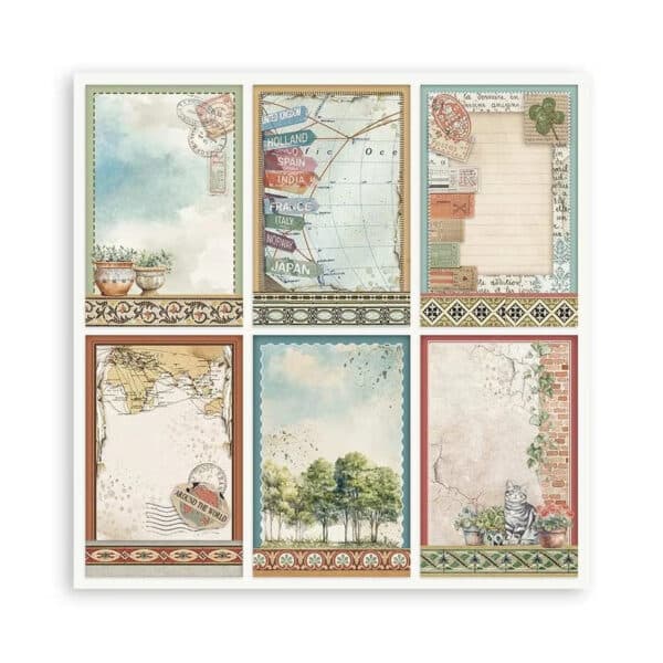 Stamperia Art of Travelling 8x8 Inch Paper Pack Maxi (Single Face) - Bild 7