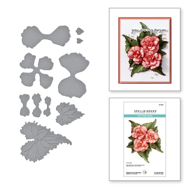 Spellbinders Summer Solstice Garden Etched Dies Begonia and Ladybugs - Bild 2