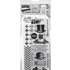 Tim Holtz Mixed Media Stamps and Stencil Set Distinguished