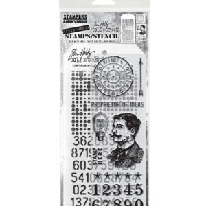 Tim Holtz Mixed Media Stamps and Stencil Set Noble Gent
