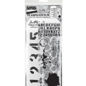Tim Holtz Mixed Media Stamps and Stencil Set Grunged