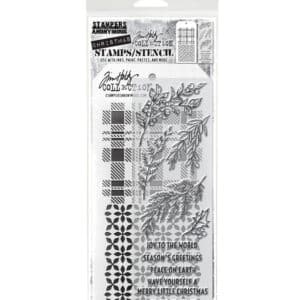 Tim Holtz Mixed Media Stamps and Stencil Set Sketch Greenery