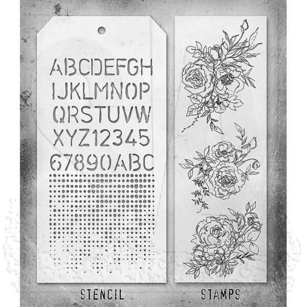 Tim Holtz Mixed Media Stamps and Stencil Set - Mixed Media #38 Floral Outlines - Bild 2