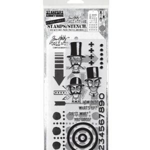 Tim Holtz Mixed Media Stamps and Stencil Set Inquisitive