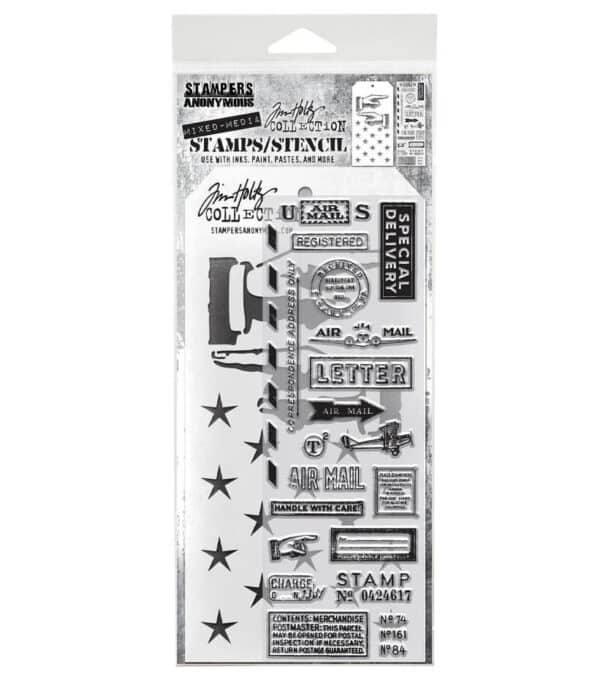 Tim Holtz Mixed Media Stamps and Stencil Set Correspondence