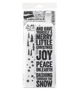 Tim Holtz Mixed Media Stamps and Stencil Set Bold Tidings
