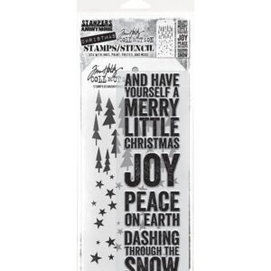 Tim Holtz Mixed Media Stamps and Stencil Set Bold Tidings