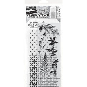 Tim Holtz Mixed Media Stamps and Stencil Set Winter Watercolor