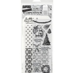 Tim Holtz Mixed Media Stamps and Stencil Set Darling Christmas