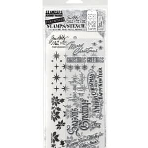 Tim Holtz Mixed Media Stamps and Stencil Set Vintage Christmas
