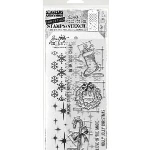 Tim Holtz Mixed Media Stamps and Stencil Set Blueprint Christmas 1