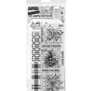 Tim Holtz Mixed Media Stamps and Stencil Set Blueprint Christmas 2