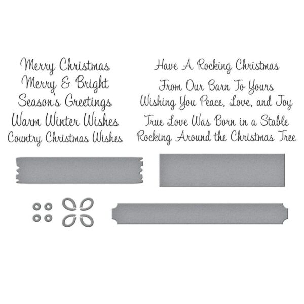 Spellbinders Country Christmas Press Plate & Die Banner & Sentiments - Bild 2