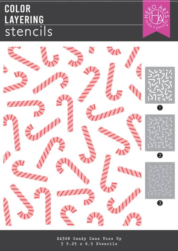 Hero Arts Candy Cane Season Color Layering Stencil Candy Cane Toss Up