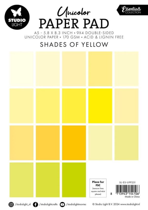 Studio Light Essentials Paper Pad A5 Unicolor Shades Of Yellow - Bild 2