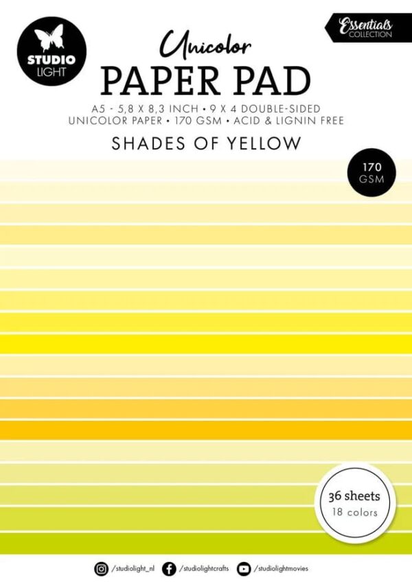 Studio Light Essentials Paper Pad A5 Unicolor Shades Of Yellow