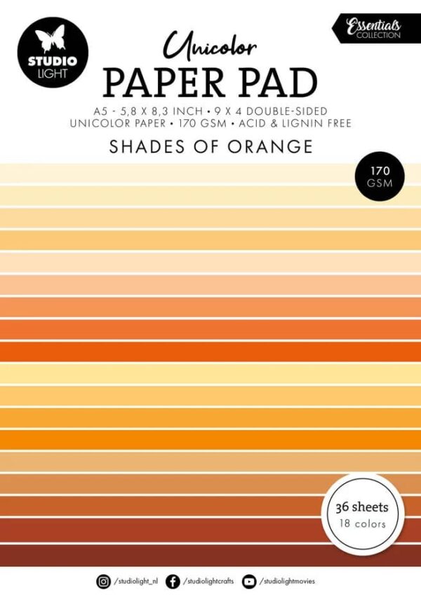 Studio Light Essentials Paper Pad A5 Unicolor Shades Of Orange