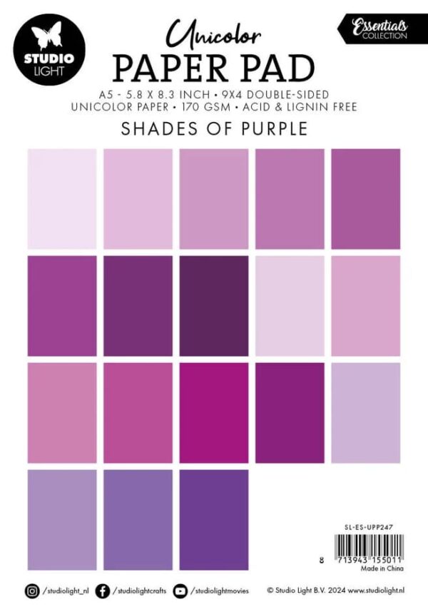 Studio Light Essentials Paper Pad A5 Unicolor Shades Of Purple - Bild 2
