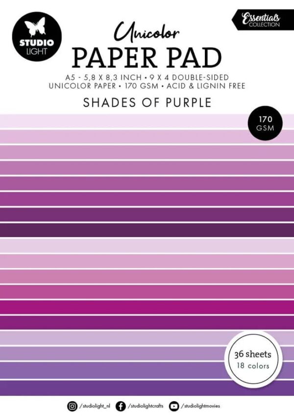 Studio Light Essentials Paper Pad A5 Unicolor Shades Of Purple