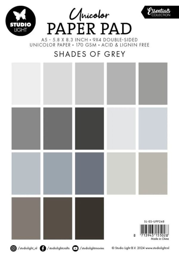 Studio Light Essentials Paper Pad A5 Unicolor Shades Of Grey - Bild 2