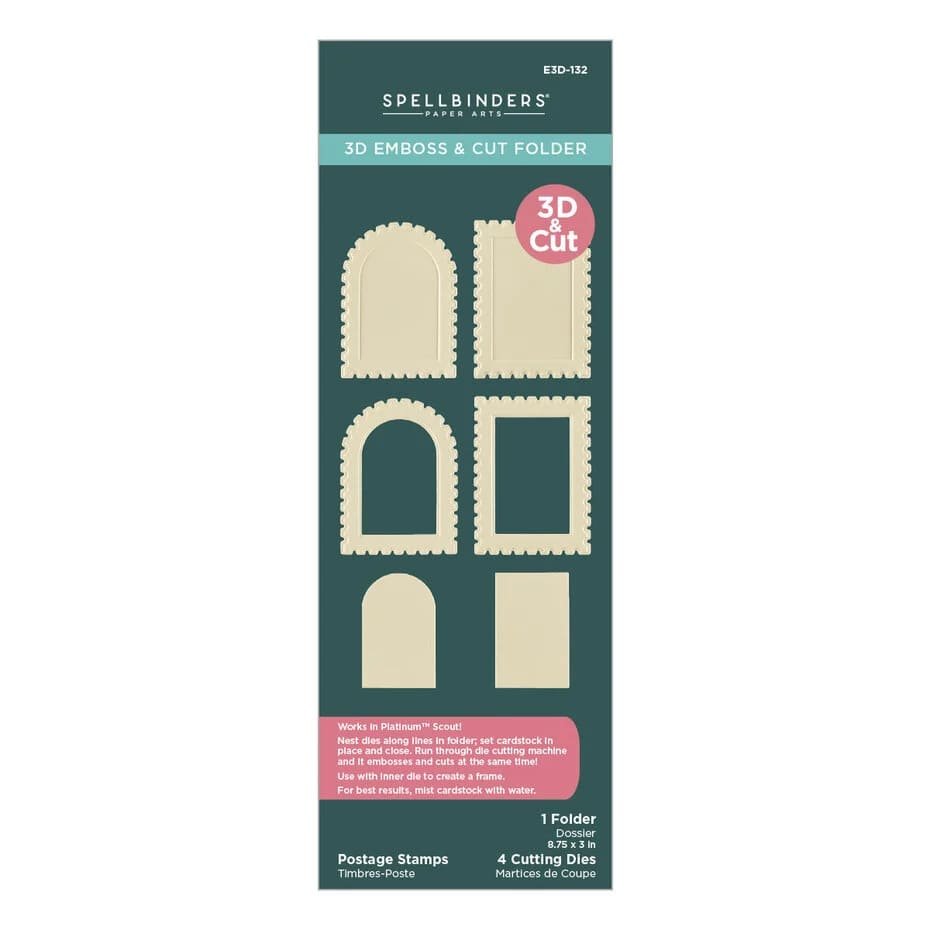 Spellbinders Holiday Magic 3D Emboss & Cut Folder Postage Stamps