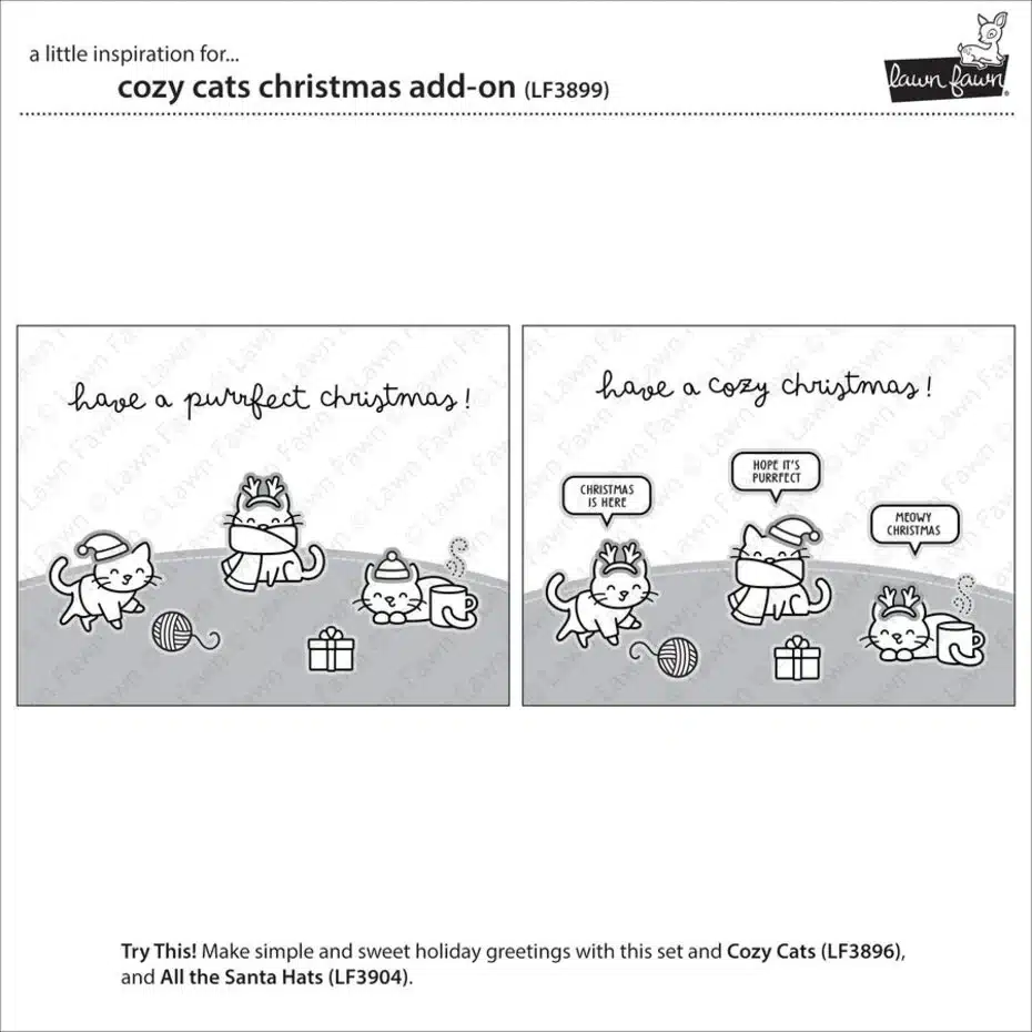 Lawn Fawn Clear Stamps Cozy Cats Christmas Add-On - Bild 2