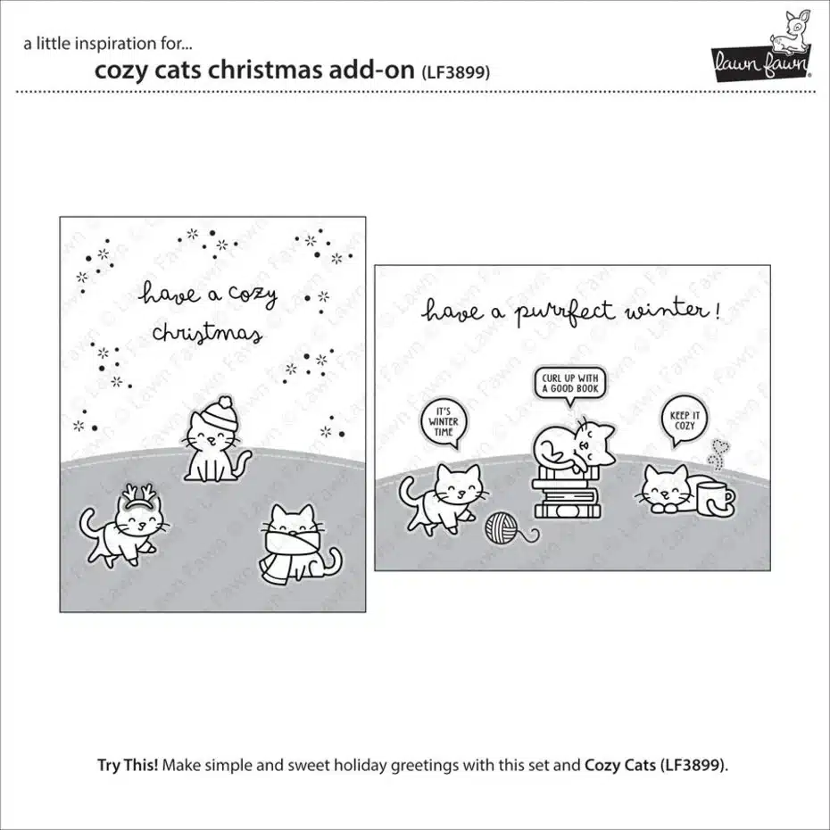 Lawn Fawn Clear Stamps Cozy Cats Christmas Add-On - Bild 3