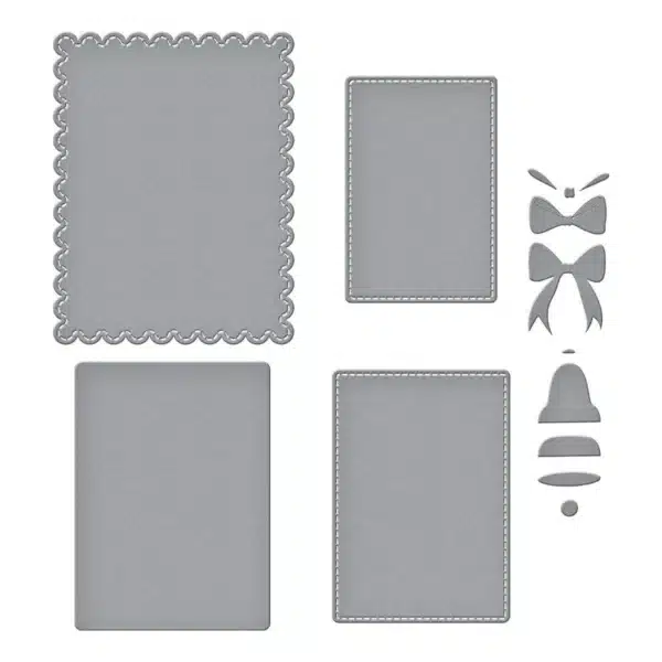 Spellbinders All About Christmas Etched Dies Bow & Bell Scallop Frame - Bild 2