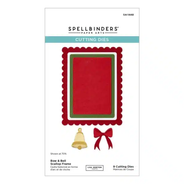 Spellbinders All About Christmas Etched Dies Bow & Bell Scallop Frame