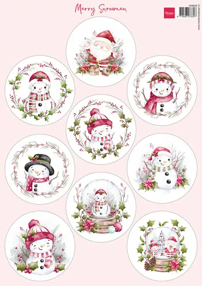 Marianne Design Decoupage A4 Sheet Merry Snowmen