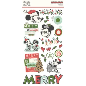 Simple Stories Say Cheese Classic Mouse Christmas Chipboard Stickers 6x12 Inch