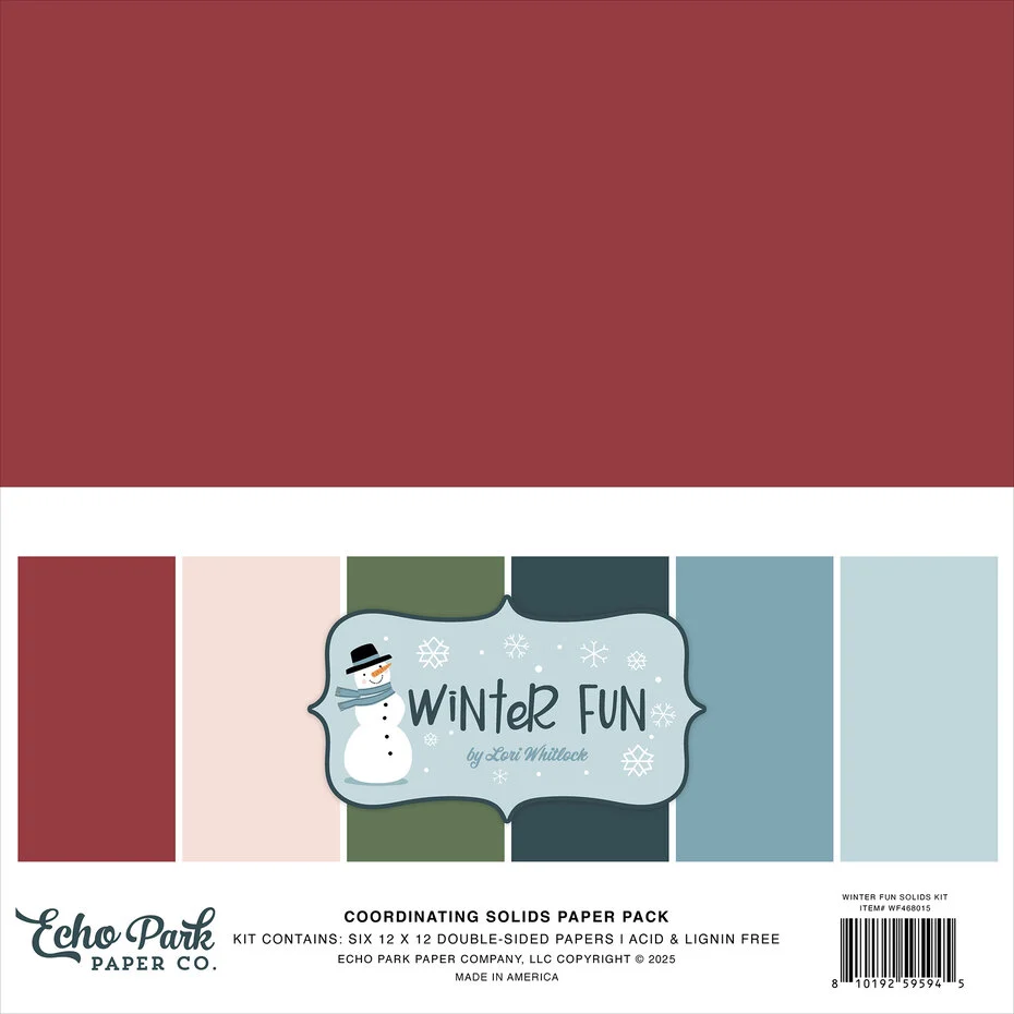 Echo Park Paper Pack 12x12 Coordinating Solids Winter Fun